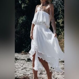 Jen’s Pirate Booty ivory gauzy sundress size One Size strapless fairy boho gauze